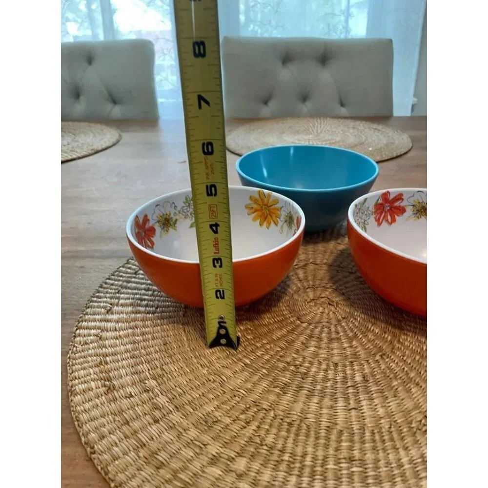 Precidio Melamine Floral Orange Bowls & Blue Bowl